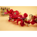 Alta qualidade Handmade Red Sok Flower Beaded Headband / Acessórios para cabelo de casamento